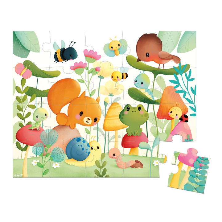 Janod Puzzle Suitcase - Garden Friends (20 pieces)