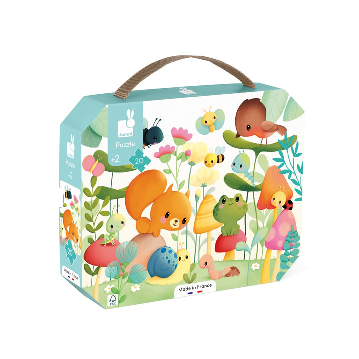 Janod Puzzle Suitcase - Garden Friends (20 pieces)