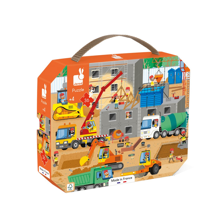 Janod Puzzle Suitcase - Construction Site (36 pieces)