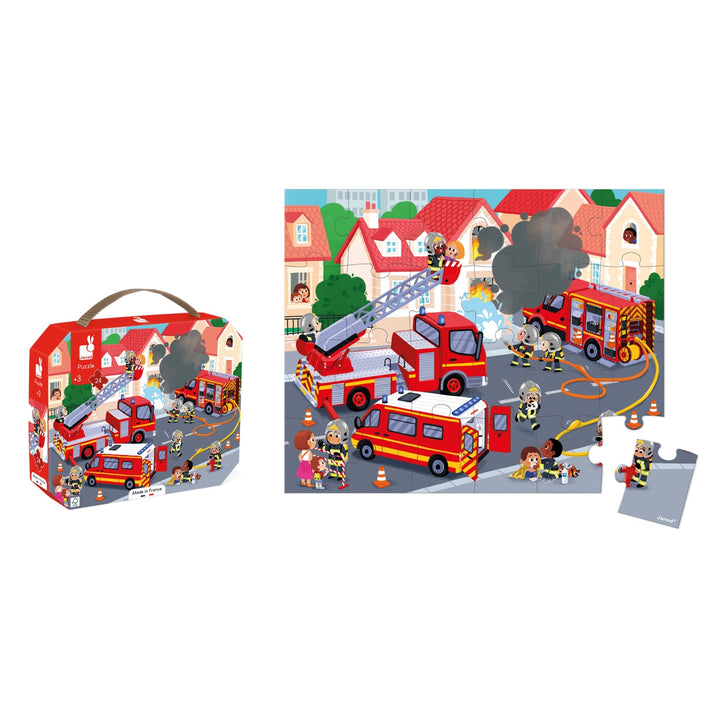 Janod Puzzle Suitcase - Firemen (24 pieces)