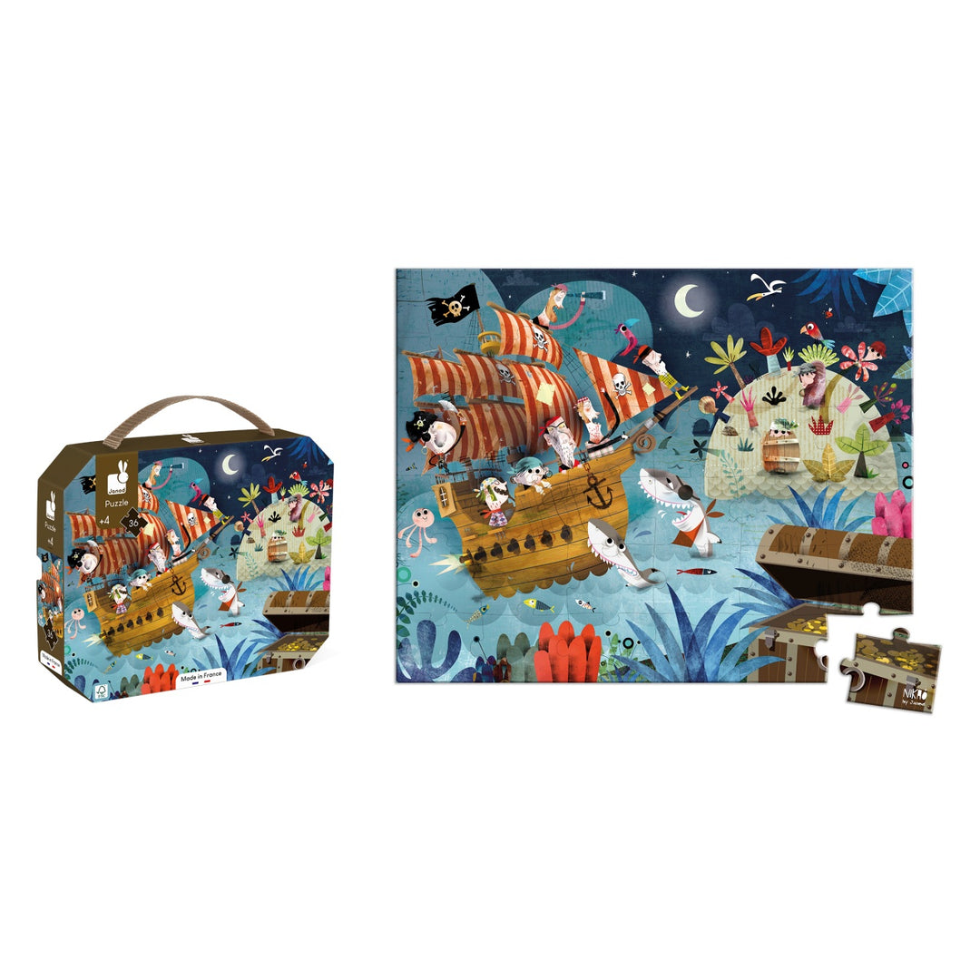 Janod Puzzle Suitcase -  Pirate Treasure Hunt (36 pieces)