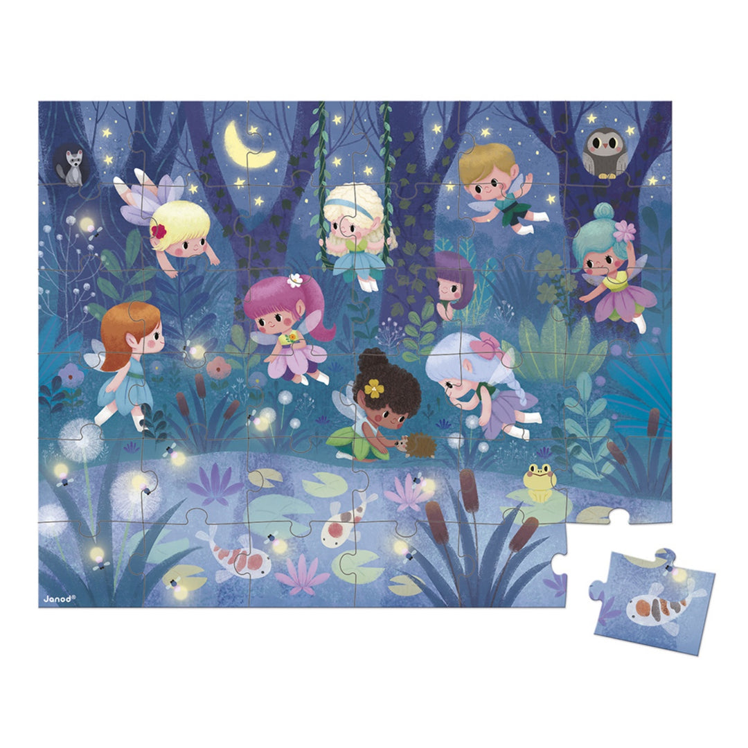 Janod Puzzle Suitcase - Fairies and Waterlilies (36pc)