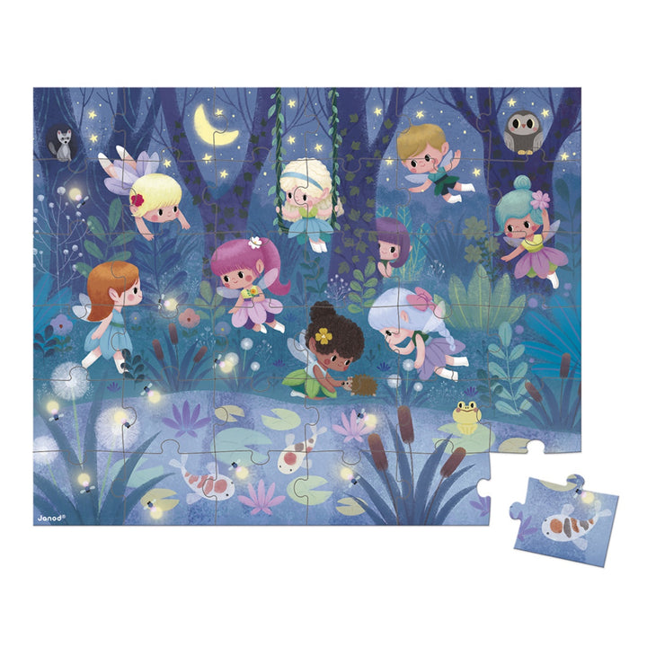 Janod Puzzle Suitcase - Fairies and Waterlilies (36pc)