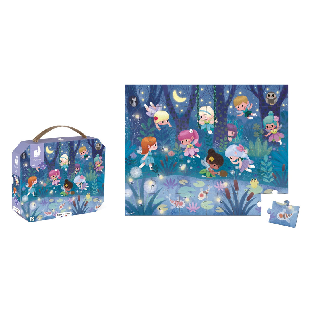 Janod Puzzle Suitcase - Fairies and Waterlilies (36pc)