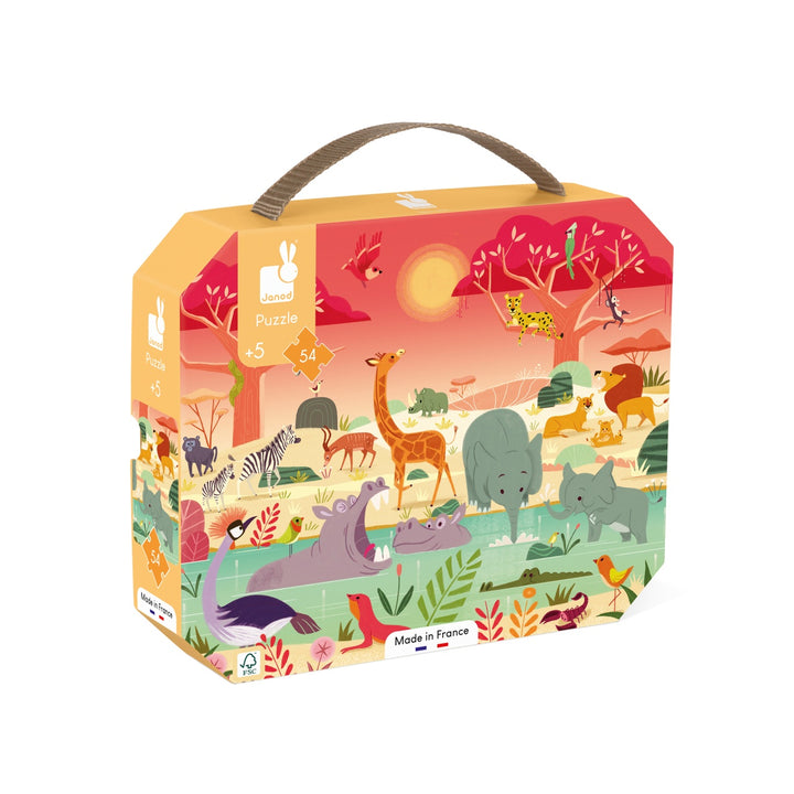 Janod Puzzle Suitcase - Animal Reserve (54 pieces)
