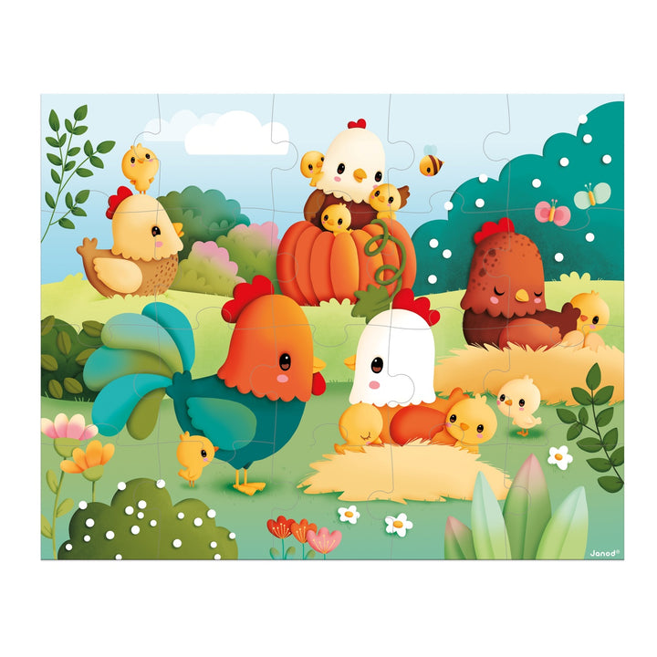 Janod Puzzle Suitcase - Welcome to the Farmyard (20 pieces)