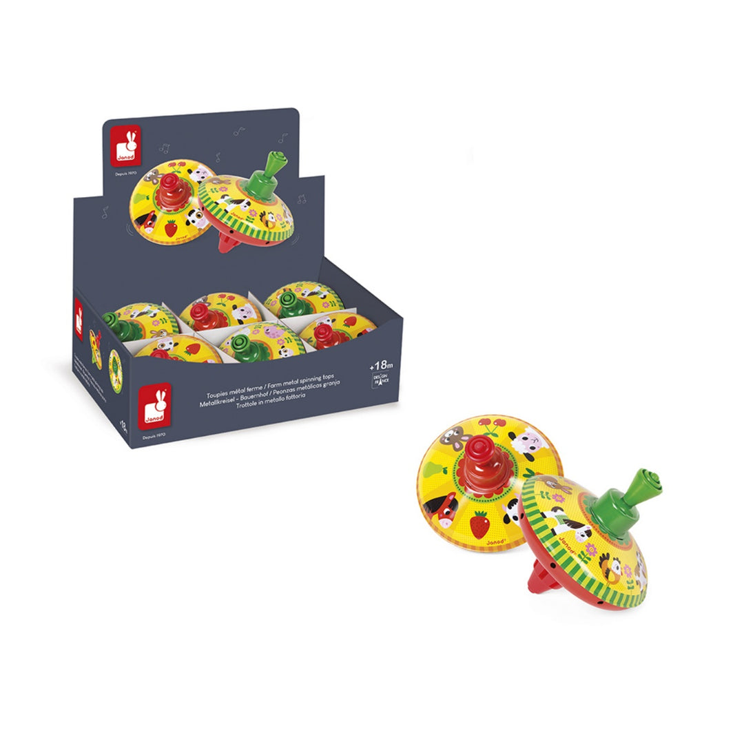 Janod Spinning Top - Farm (assorted)