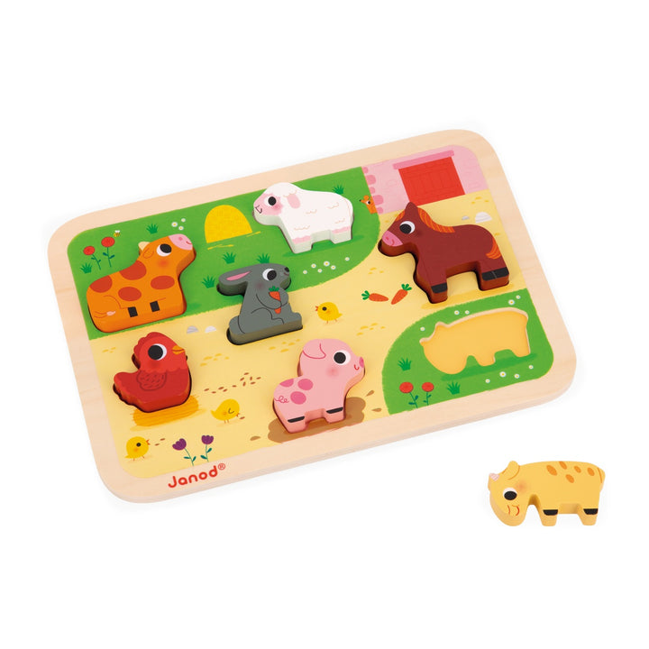 Janod Chunky Wooden Puzzle - At the Farm