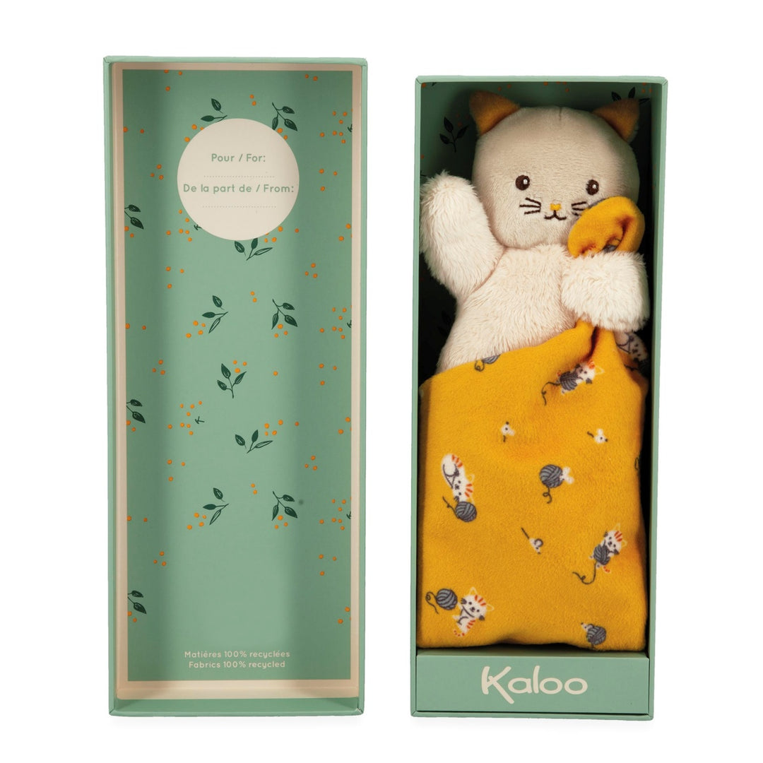 Kaloo Carre Douceur Doudou - Cat Yellow 17cm