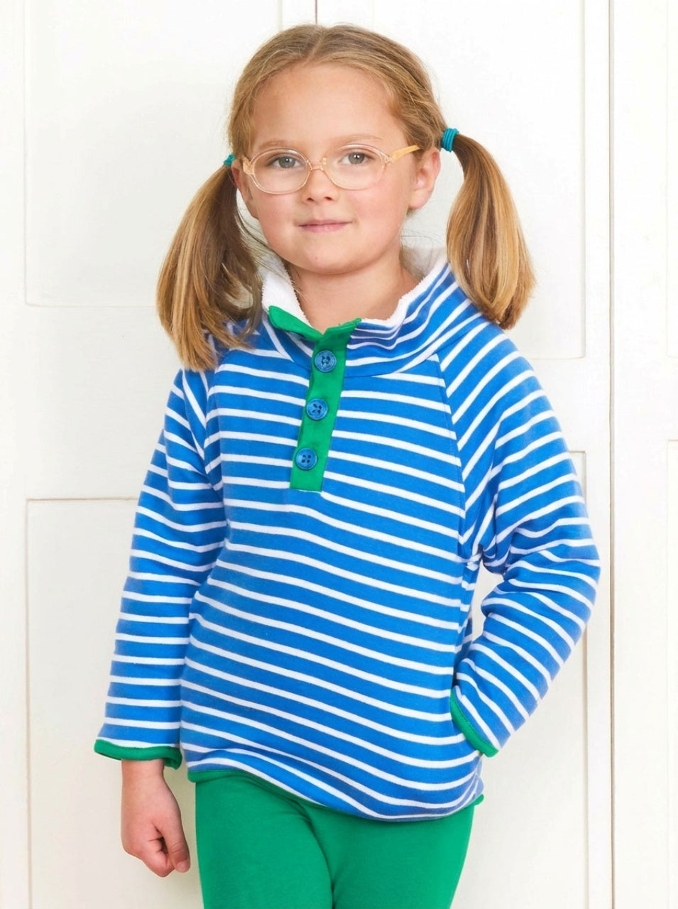 Toby Tiger Fleece Sweatshirt - Blue Breton Stripe