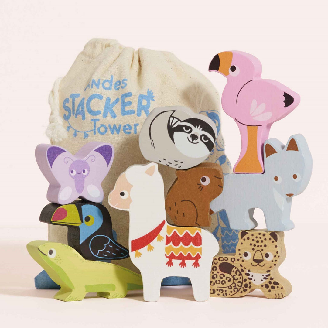 Le Toy Van Stacking Andes Animals with Bag