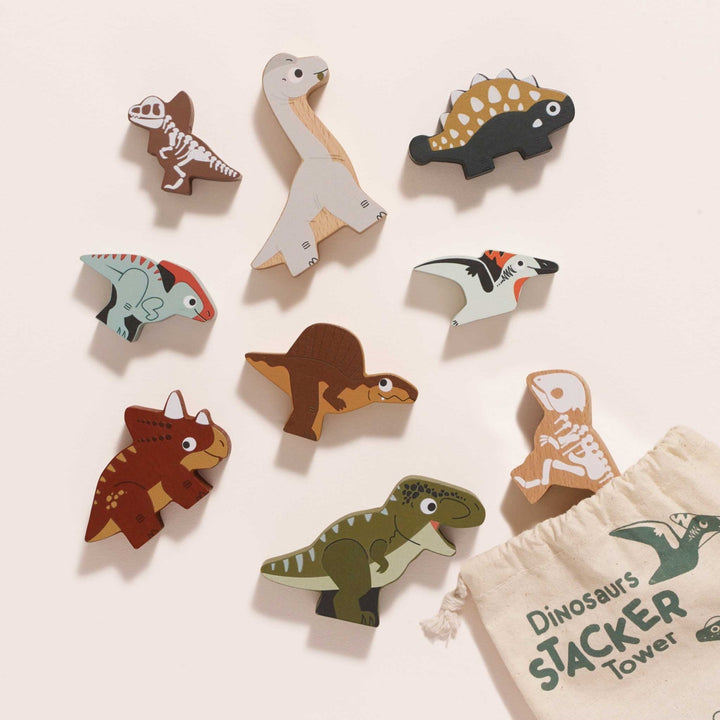 Le Toy Van Stacking Dinosaurs with Bag