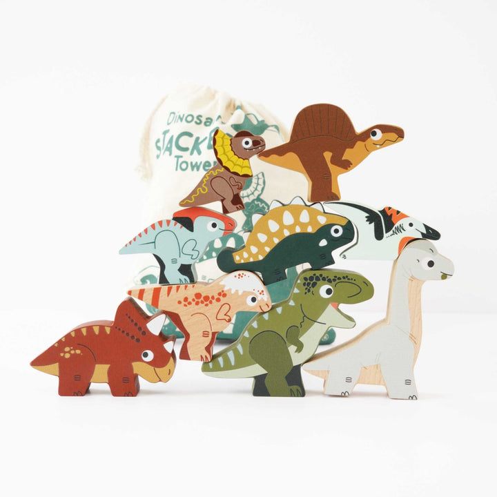 Le Toy Van Stacking Dinosaurs with Bag