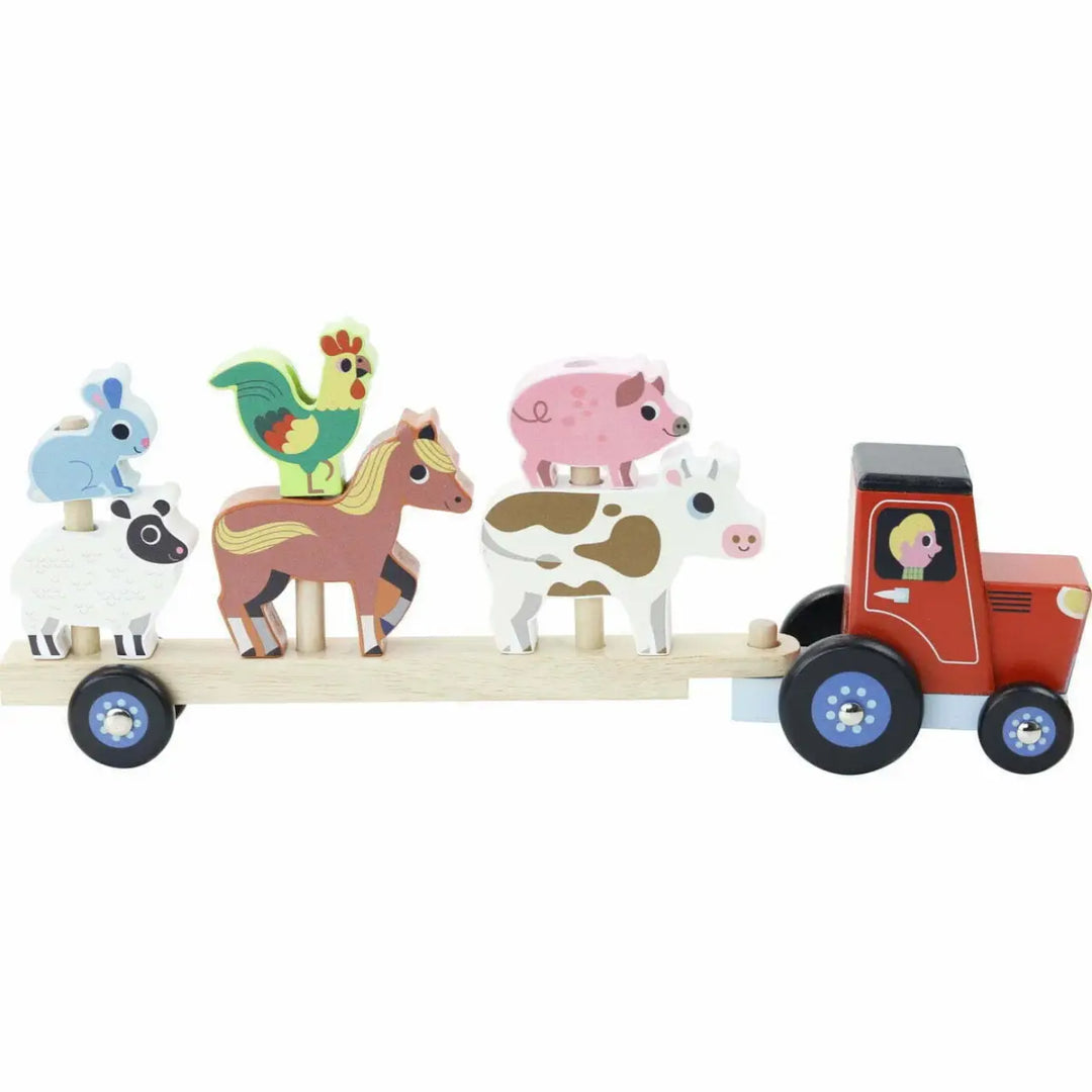 Vilac Tractor and Trailer with Stacking Animals