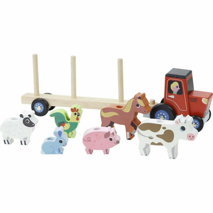 Vilac Tractor and Trailer with Stacking Animals