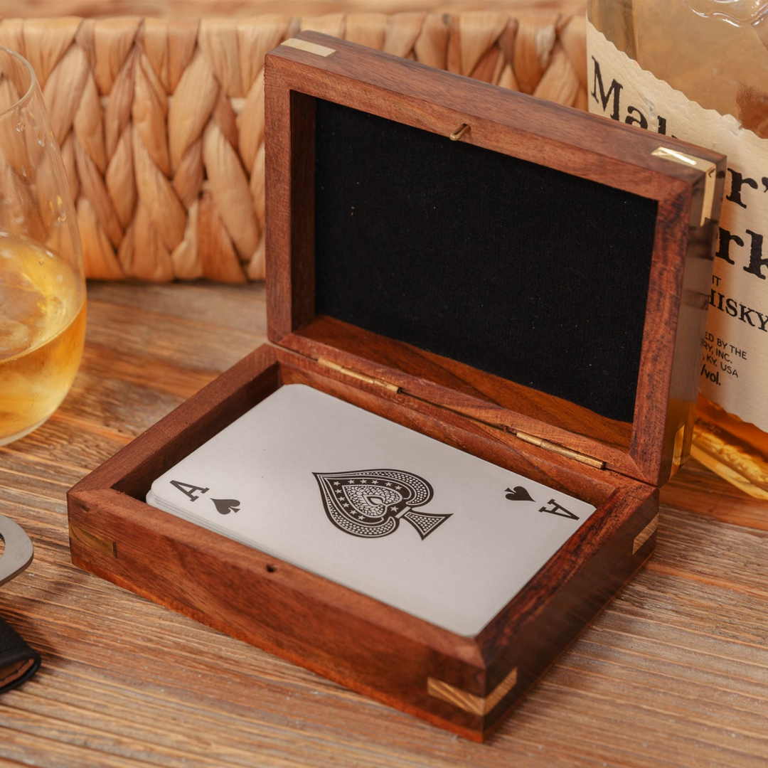 Harvey Makin Playing Cards in a Wooden Box