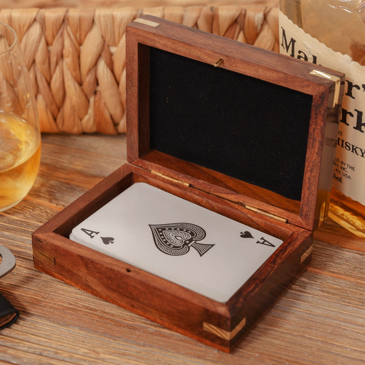 Harvey Makin Playing Cards in a Wooden Box
