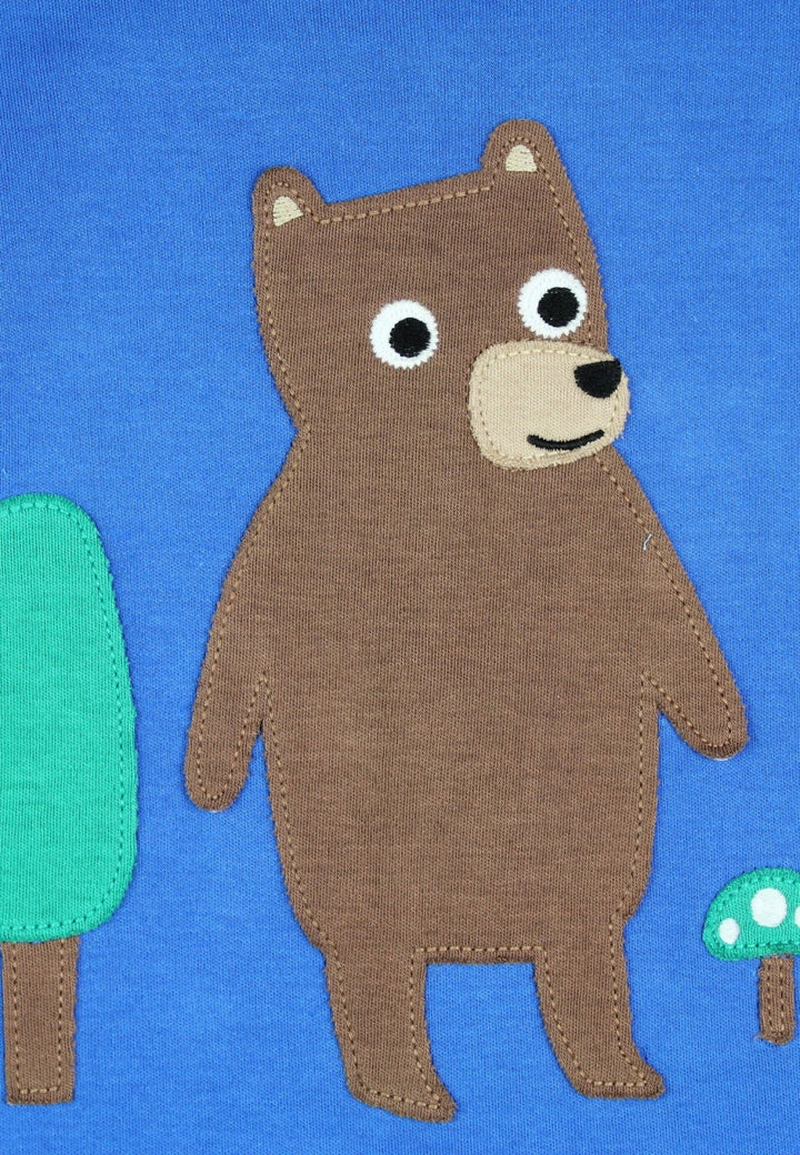 Organic Brown Bear Applique Long-Sleeved T-Shirt