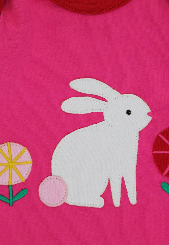 Toby Tiger Organic Bunny Hop Applique Pink Sleepsuit