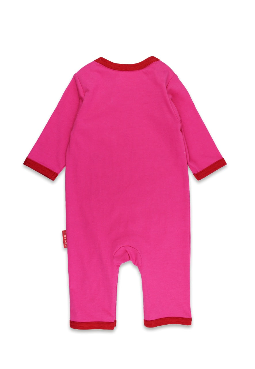 Toby Tiger Organic Bunny Hop Applique Pink Sleepsuit