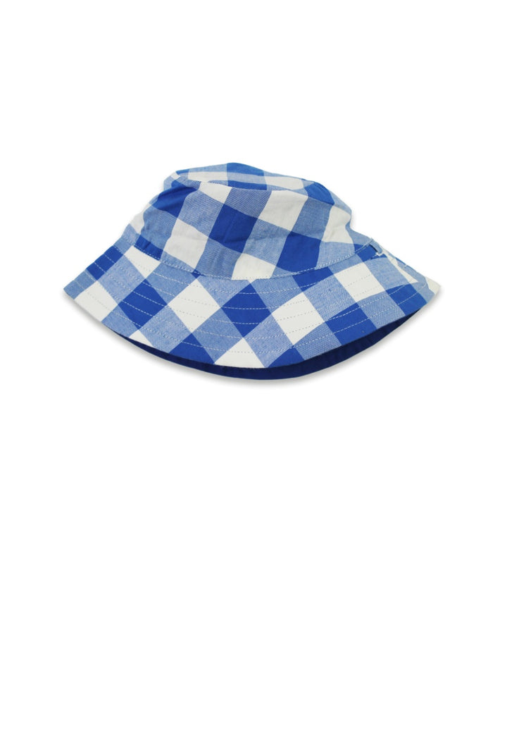 Toby Tiger Organic Blue Woven Gingham Reversible Sunhat