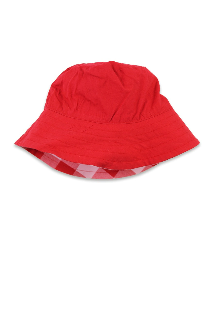 Toby Tiger Organic Red Woven Gingham Reversible Sunhat