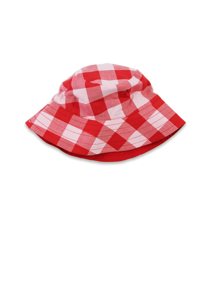 Toby Tiger Organic Red Woven Gingham Reversible Sunhat